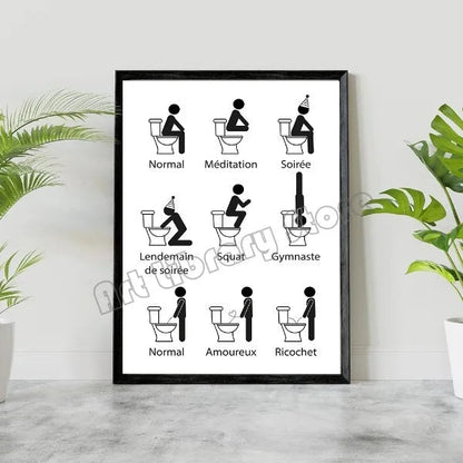 Nordic Humorous Bathroom Canvas Art