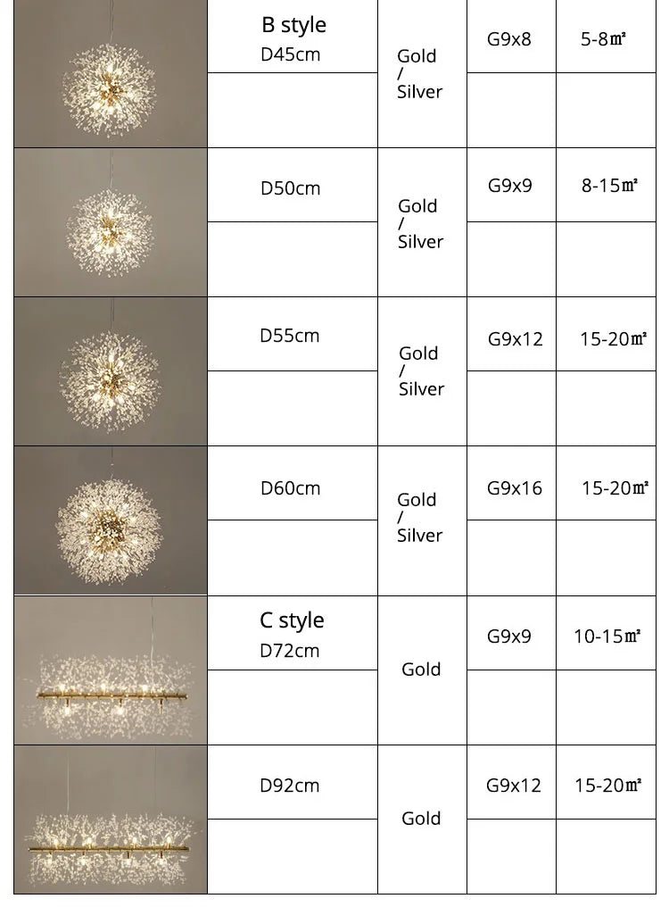 Nordic LED Crystal Chandelier - Gold/Silver