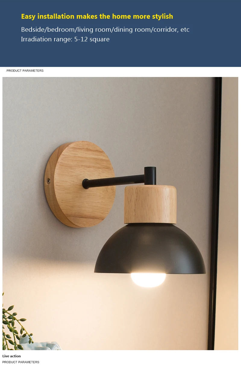 Nordic LED Wood Wall Lamp