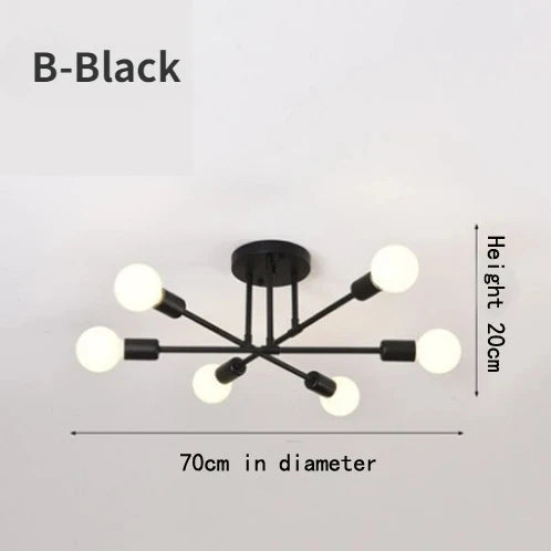 Nordic Minimalist Black Gold Pendant Light Chandelier