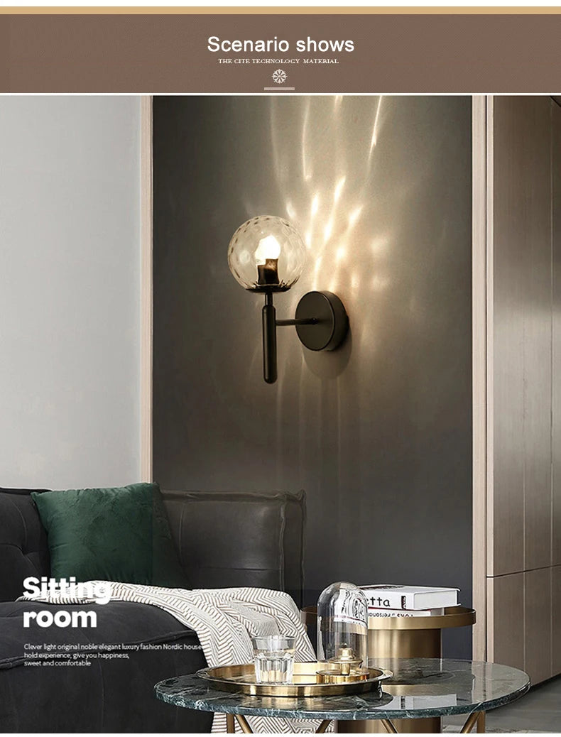 Nordic Modern Glass Ball Wall Lamp