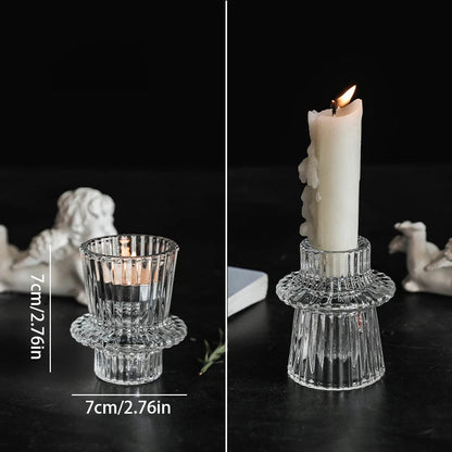 Nordic Pink Glass Candlestick Holder