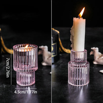 Nordic Pink Glass Candlestick Holder