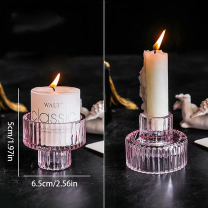 Nordic Pink Glass Candlestick Holder