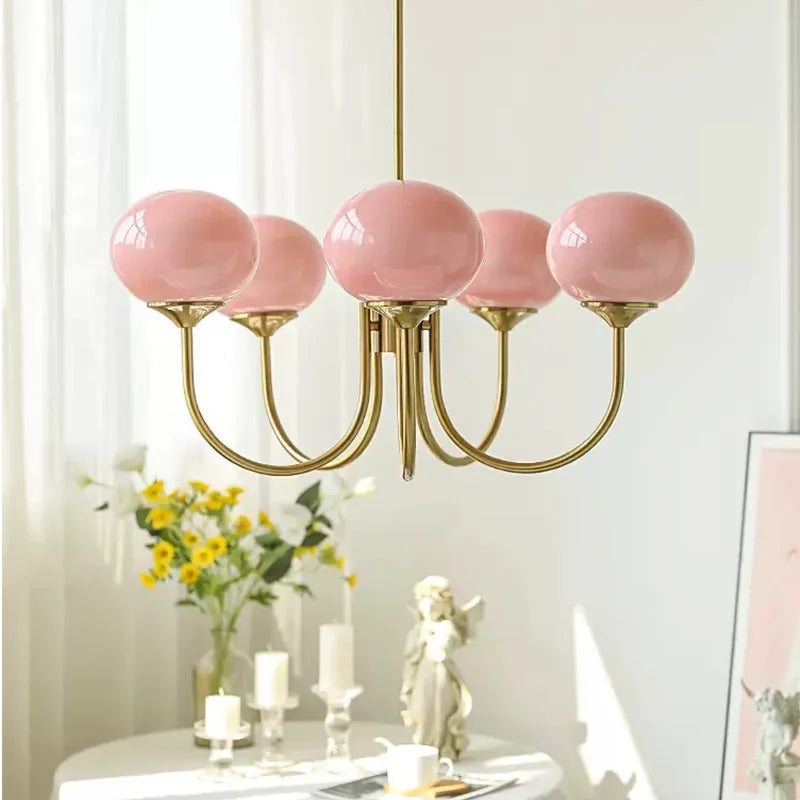 Nordic Pink Medieval Chandelier Lamp