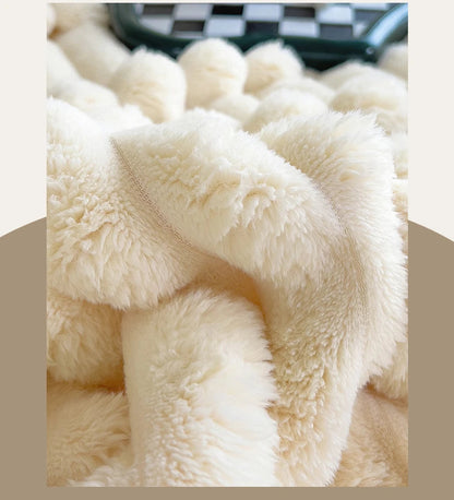 Nordic Pink Rabbit Fur Throw Blanket