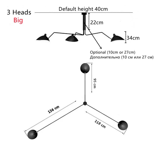 Nordic Retro Multi-Head Pendant Lamp