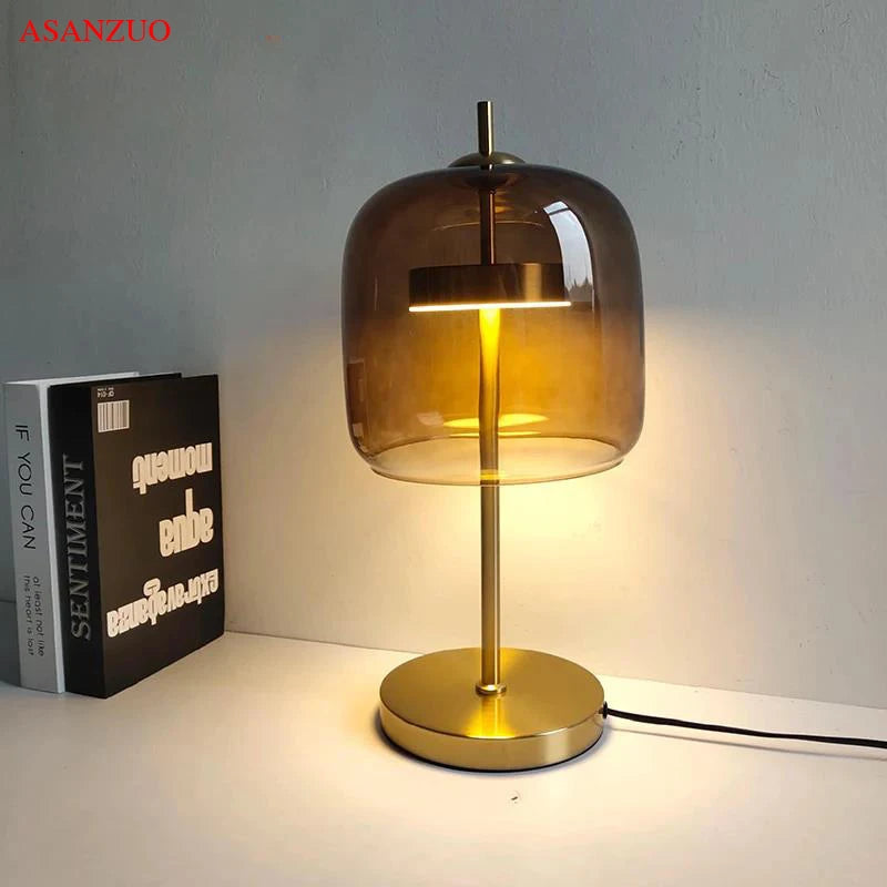 Nordic Smoke Gray Glass Table Lamp