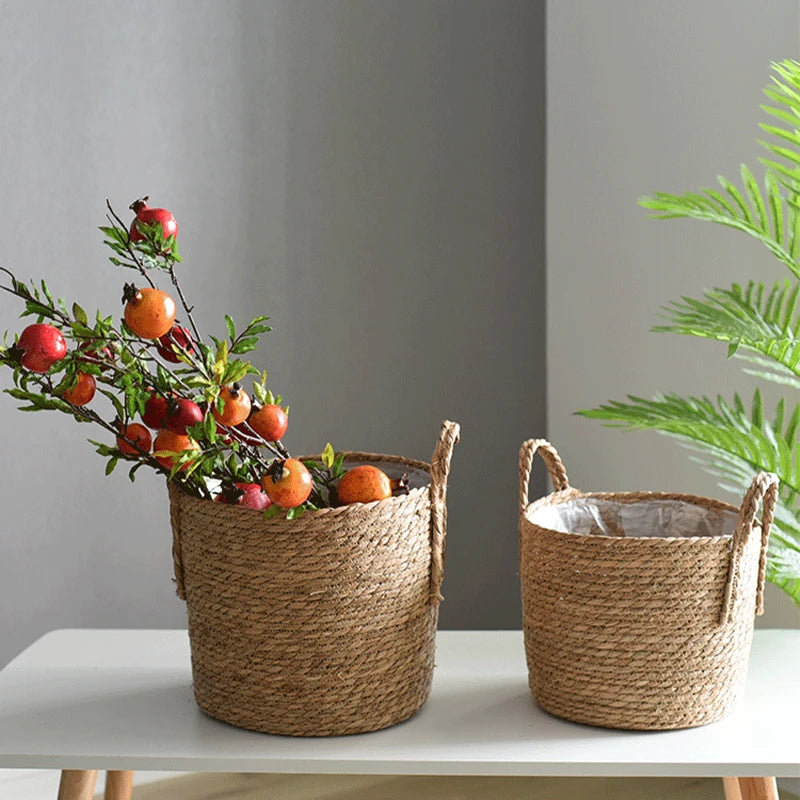 Nordic Straw Woven Flower Pot