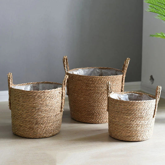 Nordic Straw Woven Flower Pot