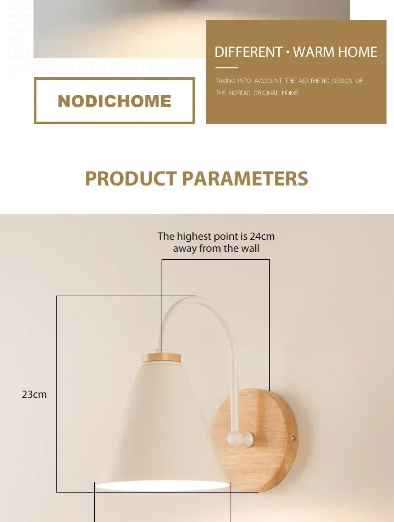 Nordic Wooden Wall Sconce Light