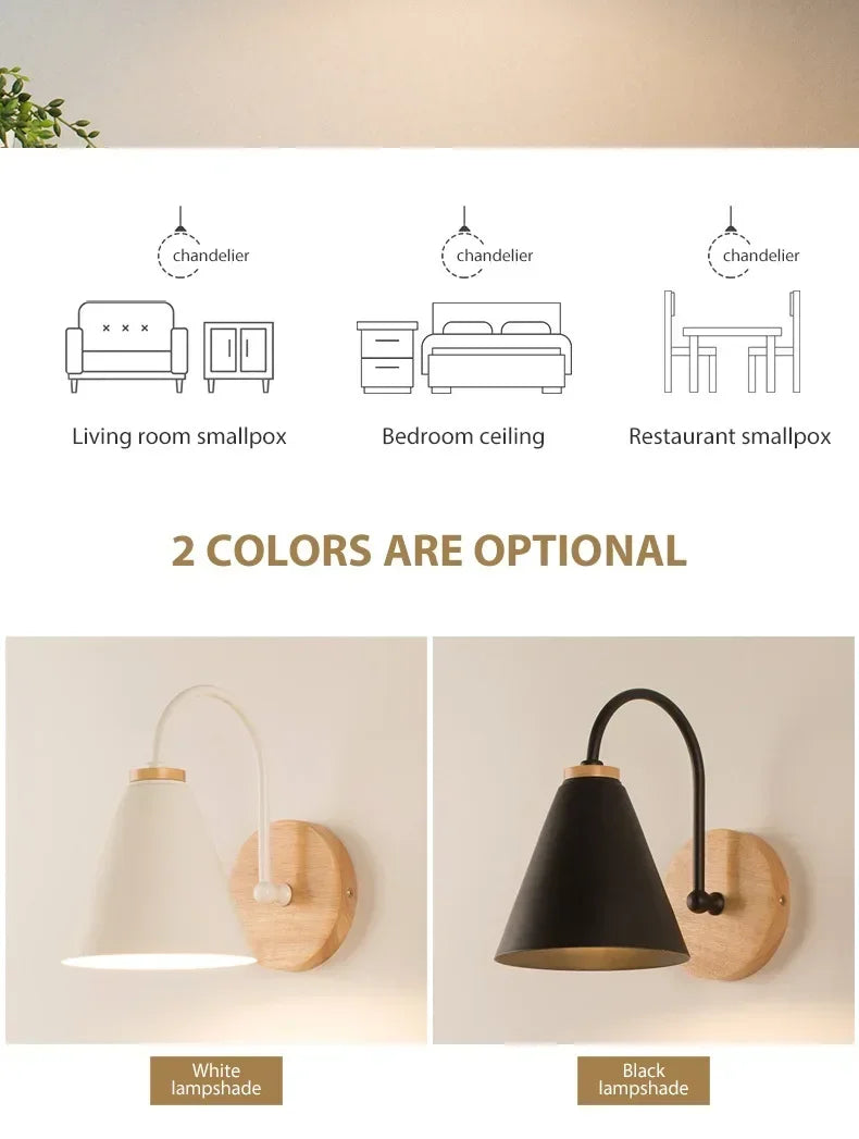 Nordic Wooden Wall Sconce Light