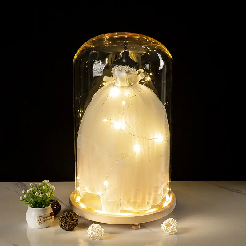Glass Bell Jar Terrarium with LED Light