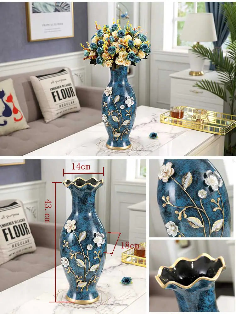 3D Ceramic Vase for Dried Flowers Display