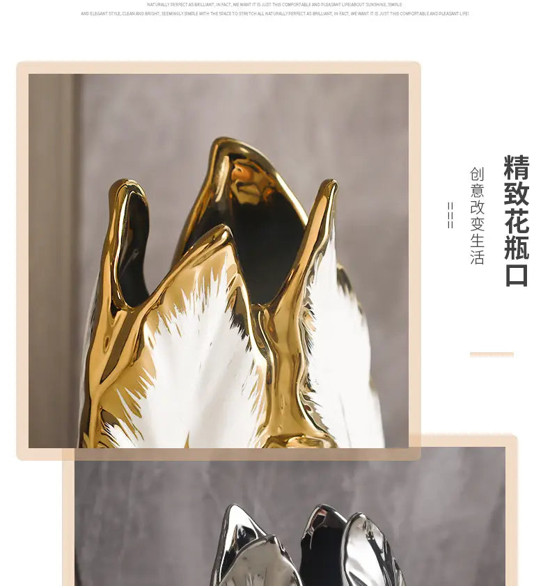 Luxurious Gold Ceramic Vases for Home Decor