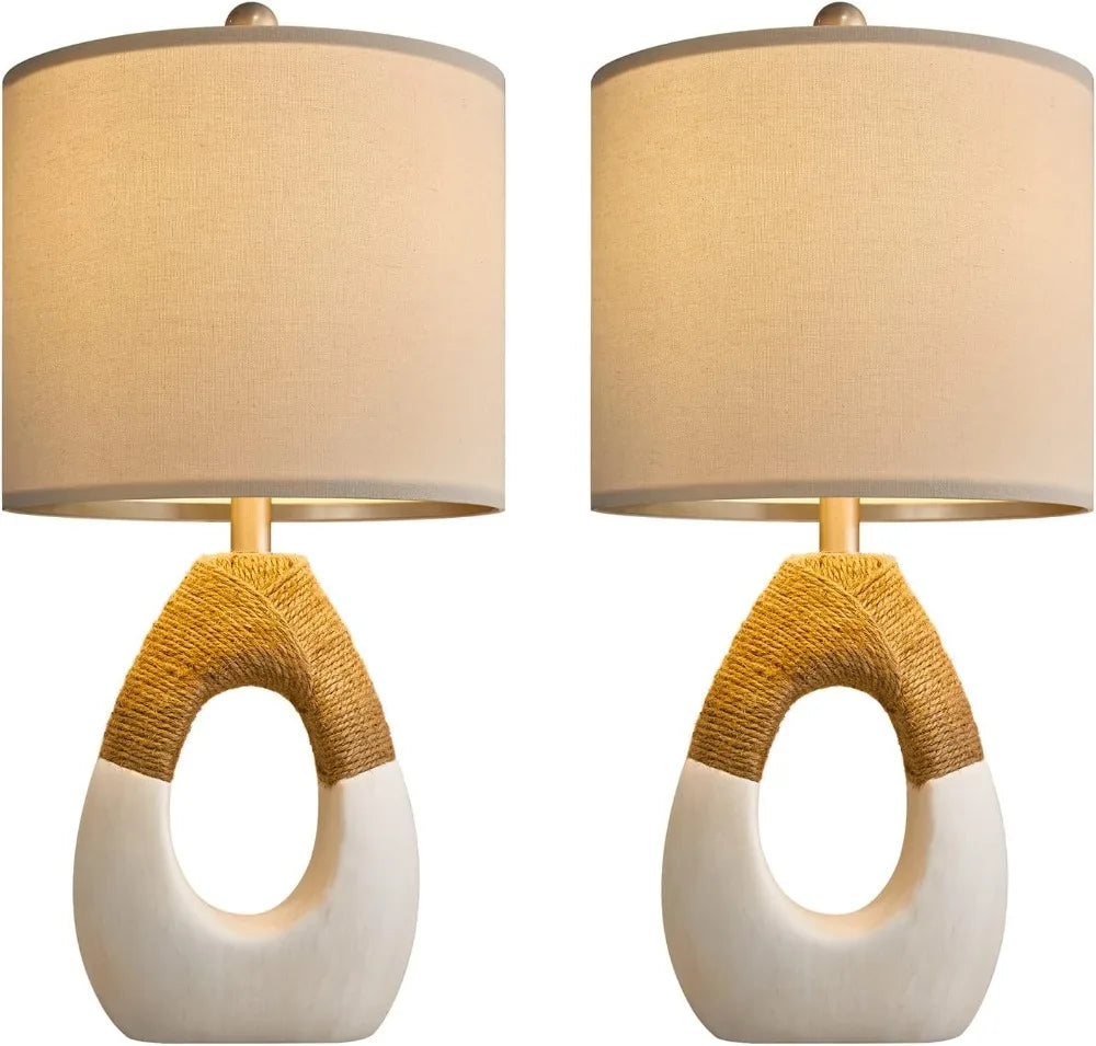 OYEARS Boho Rattan Table Lamps Set