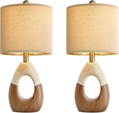 OYEARS Boho Rattan Table Lamps Set