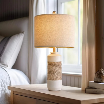 OYEARS Boho Rattan Table Lamps Set