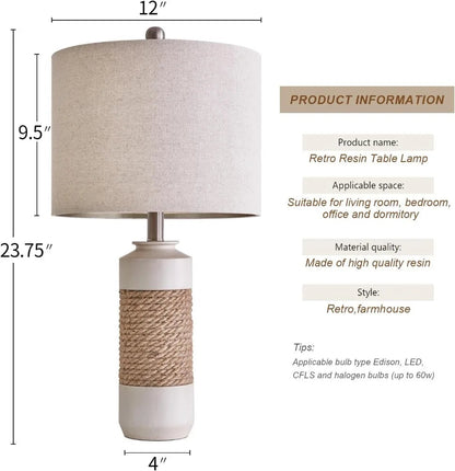 OYEARS Boho Rattan Table Lamps Set