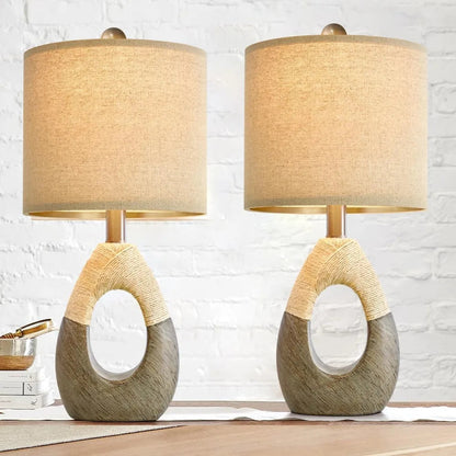 OYEARS Boho Rattan Table Lamps Set