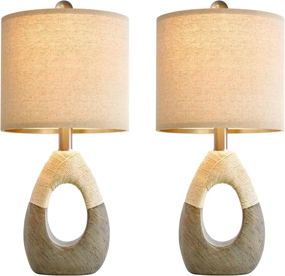 OYEARS Boho Rattan Table Lamps Set