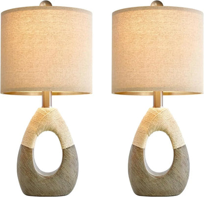 OYEARS Boho Rattan Table Lamps Set