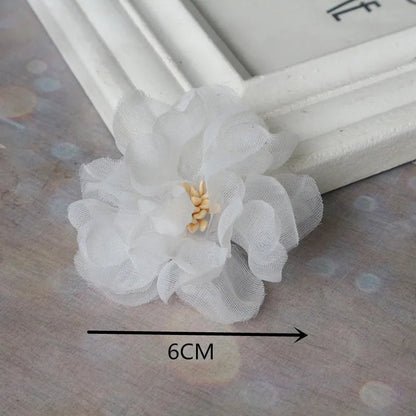 Off White Chiffon Organza Flowers Set