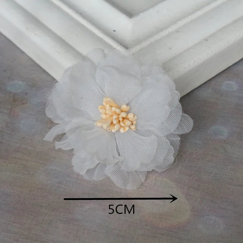 Off White Chiffon Organza Flowers Set