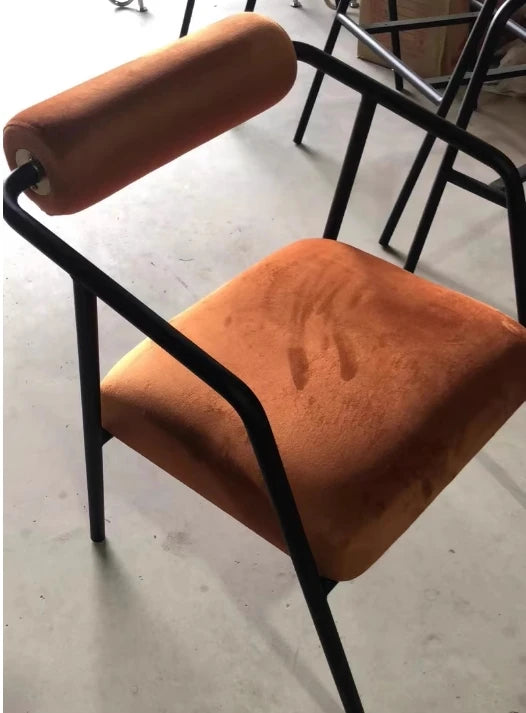 Orange Velvet Armless Designer Armchair