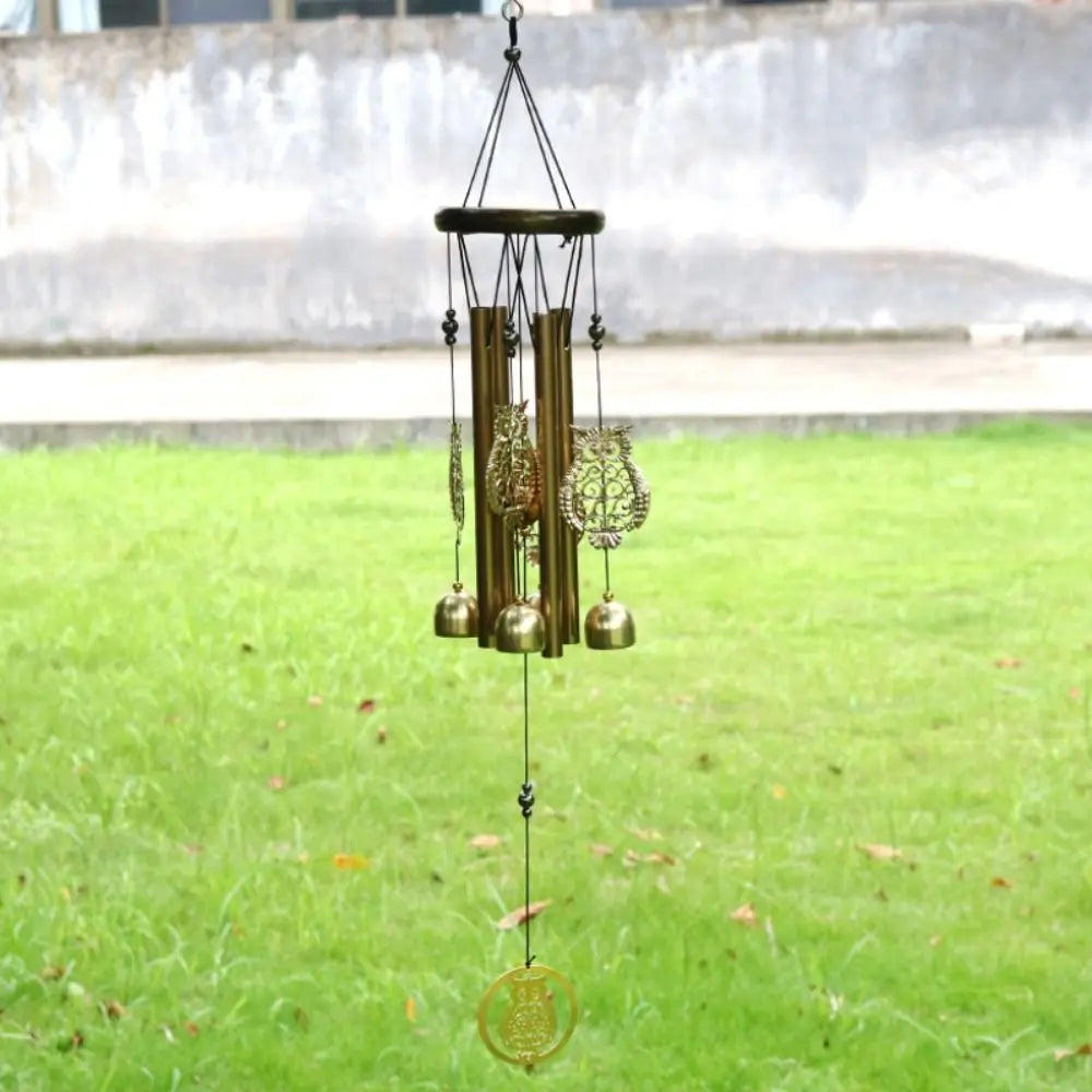 Outdoor Metal Wind Chimes - Owl & Hummingbird