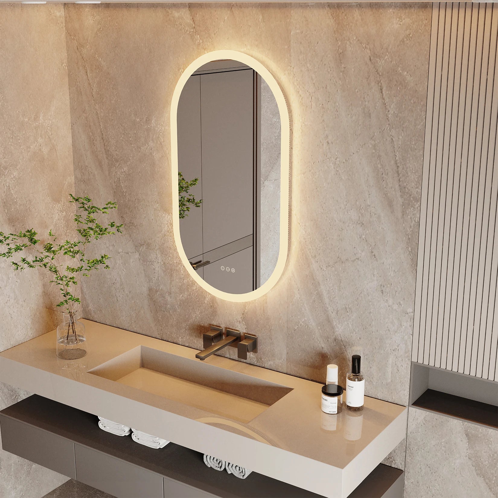 Oval LED Backlit Bathroom Mirror