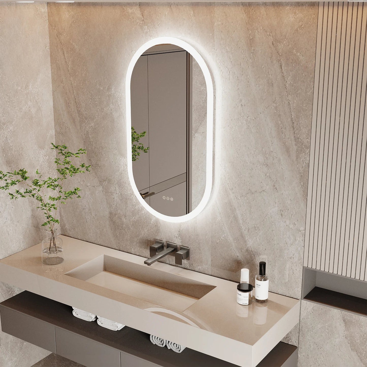 Oval LED Backlit Bathroom Mirror