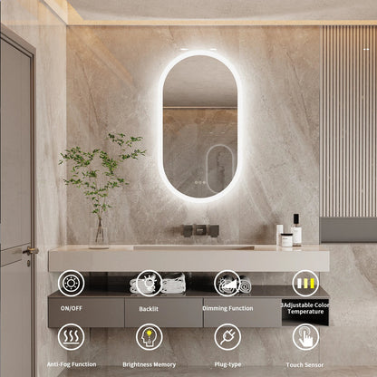 Oval LED Backlit Bathroom Mirror