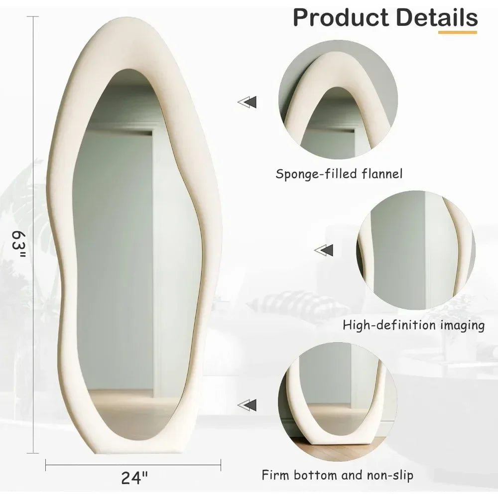 PEISI 63" White Flannel Full Length Mirror