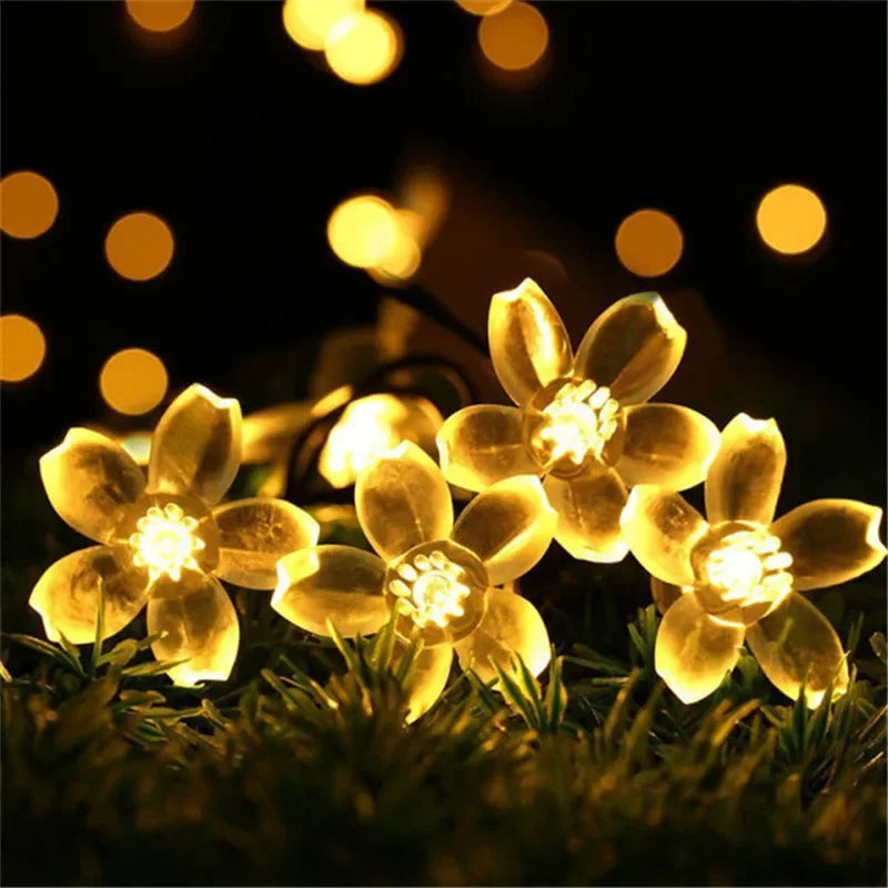 Peach Lotus Solar Fairy Lights