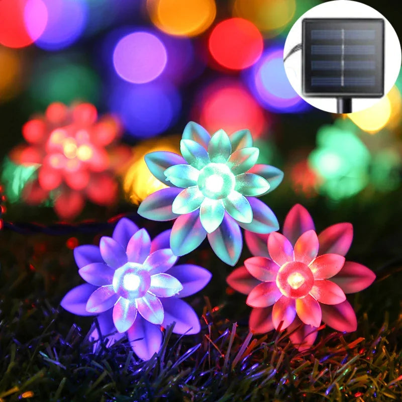 Peach Lotus Solar Fairy Lights