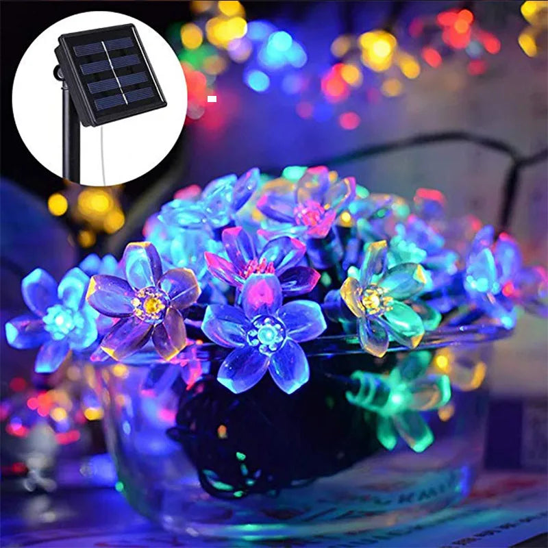 Peach Lotus Solar Fairy Lights