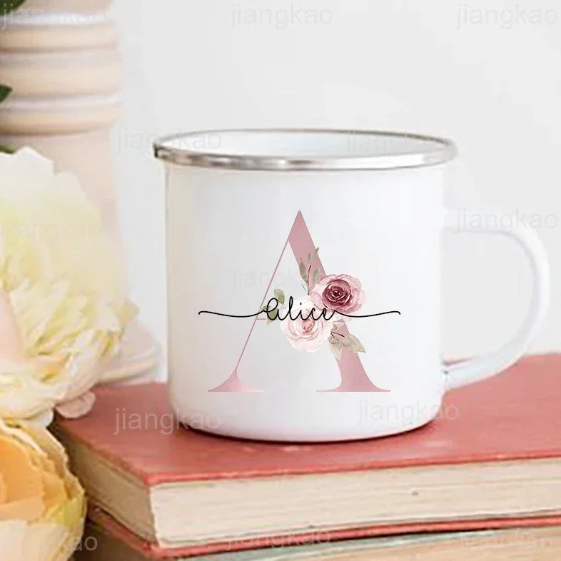 Personalised Floral Enamel Mug