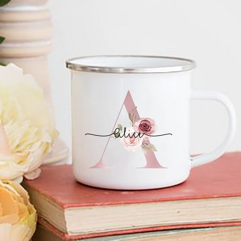 Personalised Floral Enamel Mug