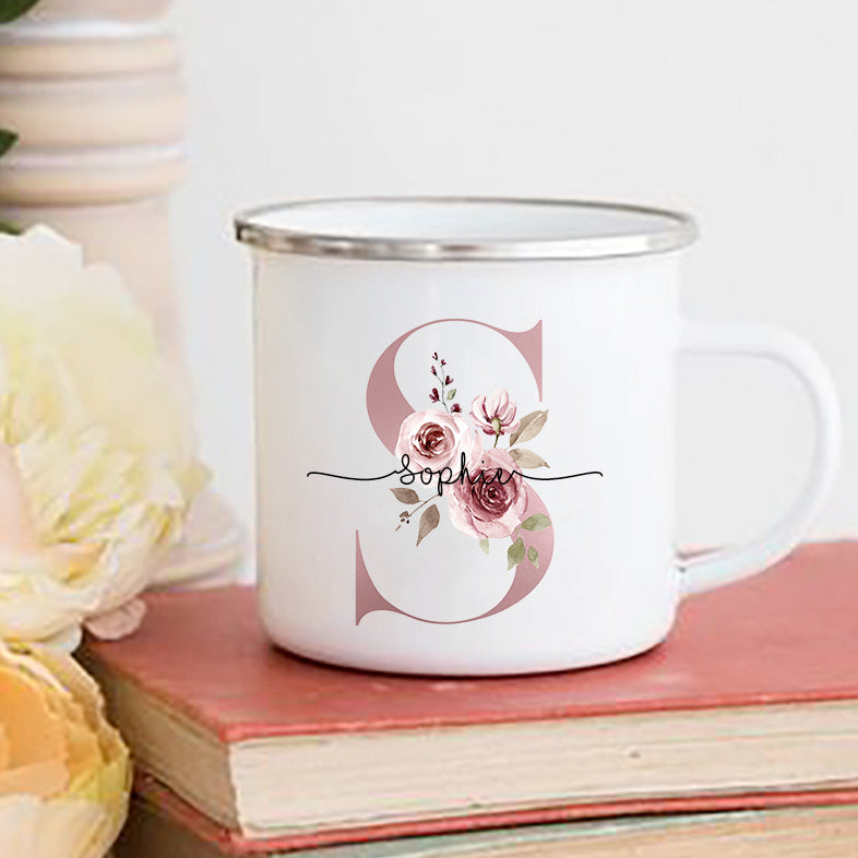 Personalised Floral Enamel Mug