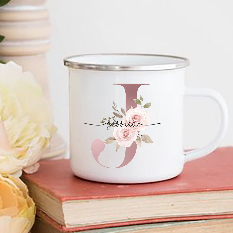 Personalised Floral Enamel Mug