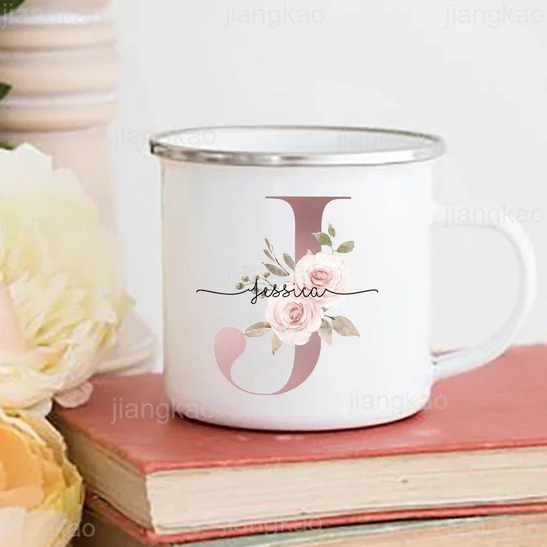 Personalised Floral Enamel Mug