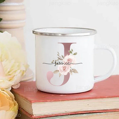 Personalised Floral Enamel Mug