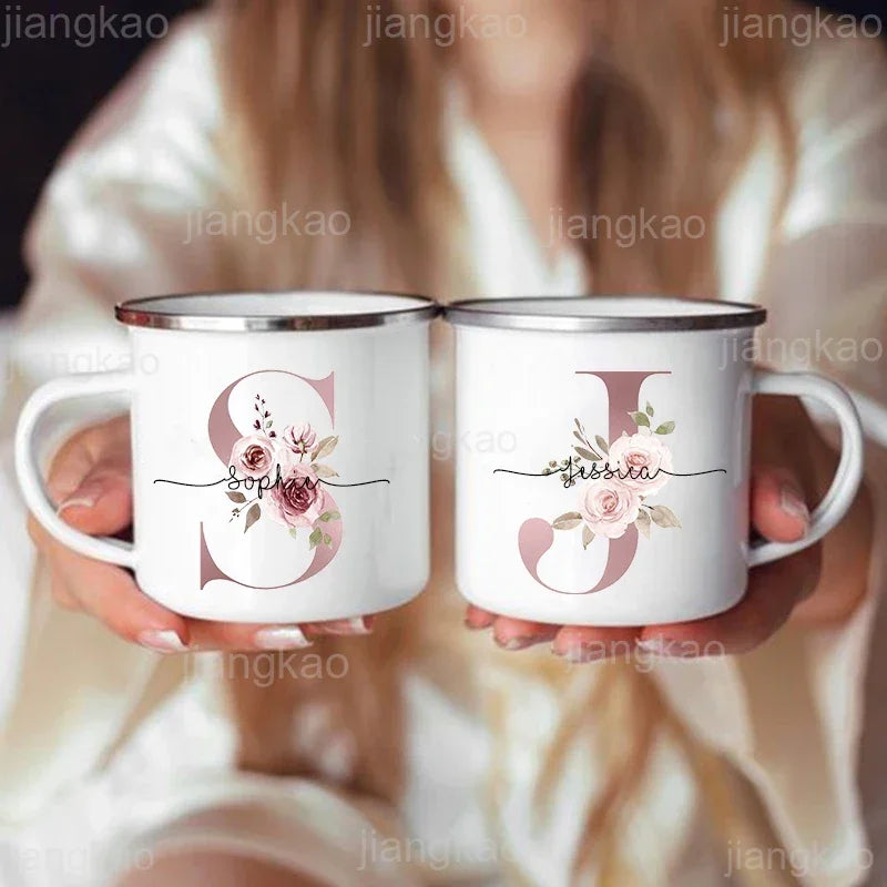 Personalised Floral Enamel Mug