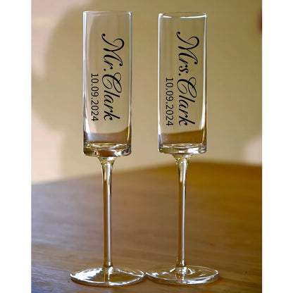 Personalised Gold Text Wedding Flute