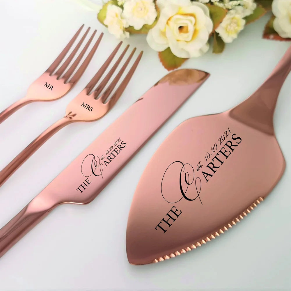 Personalised Stainless Steel Cake Cutting Set