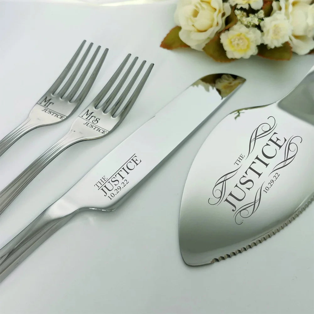 Personalised Stainless Steel Cake Cutting Set