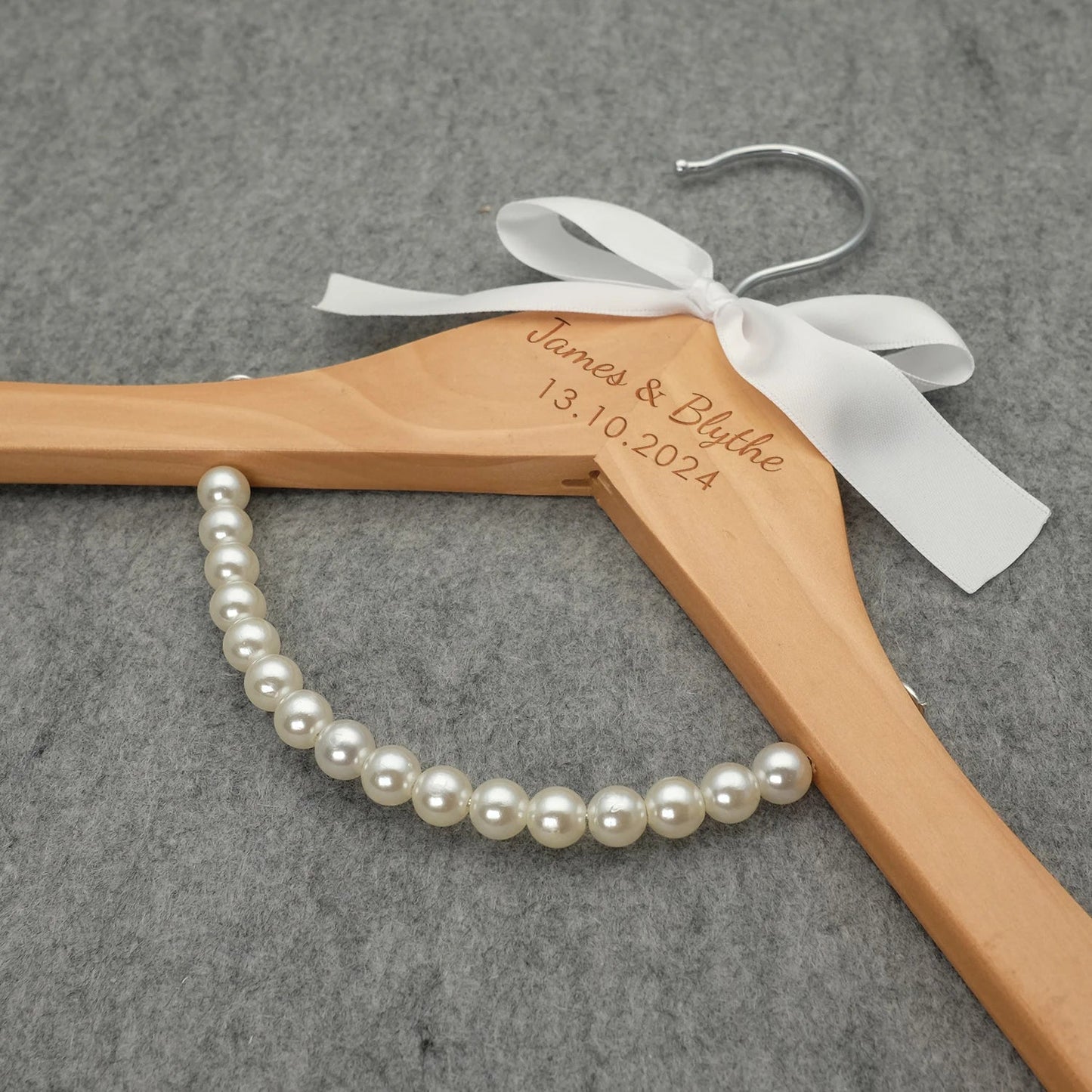 Personalised Wood Wedding Hanger Set