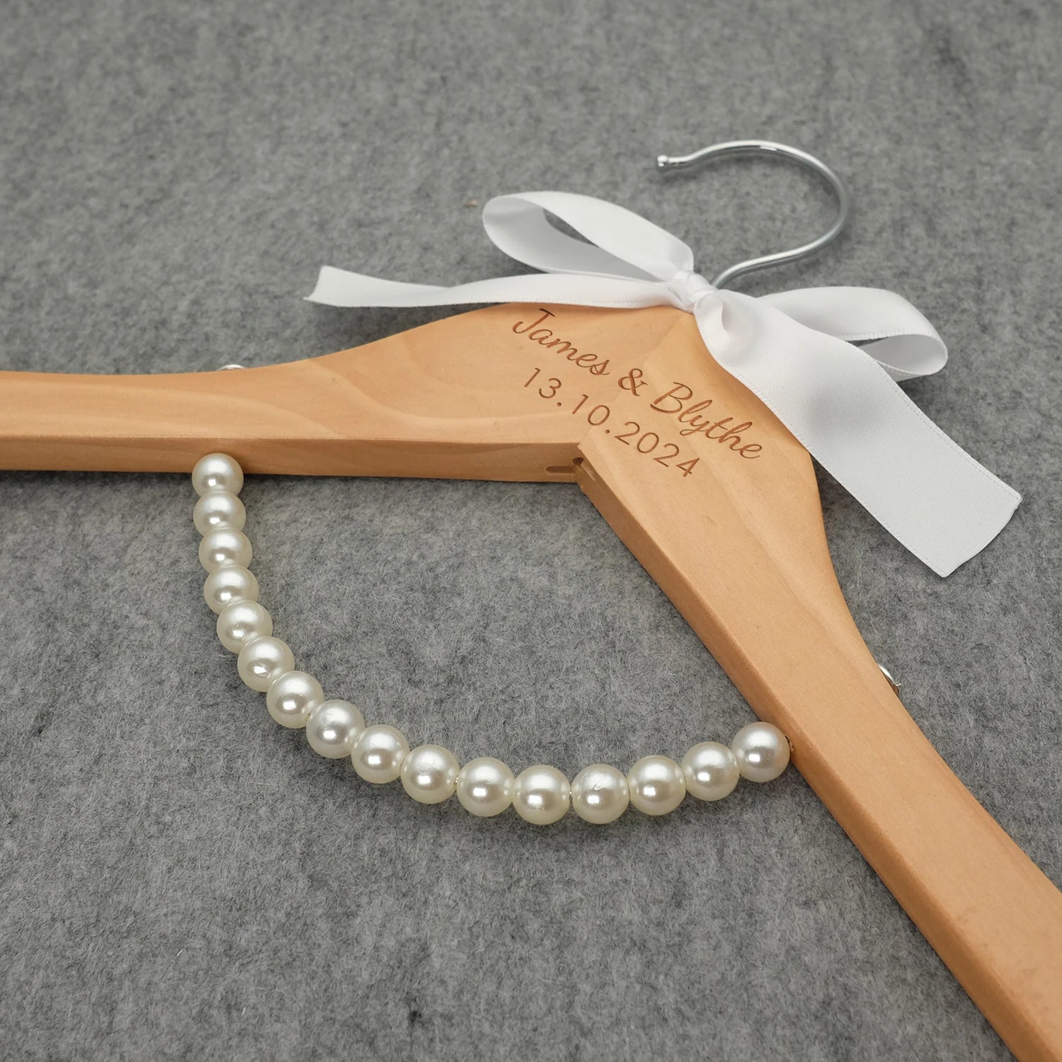 Personalised Wood Wedding Hanger Set