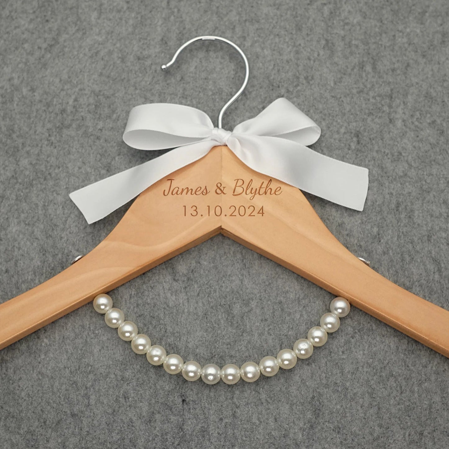 Personalised Wood Wedding Hanger Set